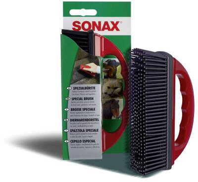 SONAX SpezialBürste zur Tierhaarentfernung | 1 Stück Kartonverpackung mit Euroloch