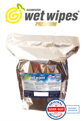 Cleanpaper Desinfektionstücher Wet Wipes | 6 Ro. à 750 Blatt | 21 x 24 cm | feucht