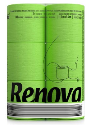 Renova Toilettenpapier | grün | 24 Rollen | 3-lagig | 140 Blatt/Rolle