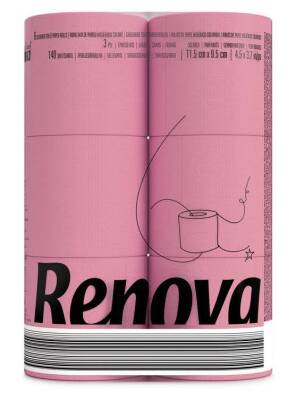 Renova Toilettenpapier | rosa | 24 Rollen | 3-lagig | 140 Blatt/Rolle