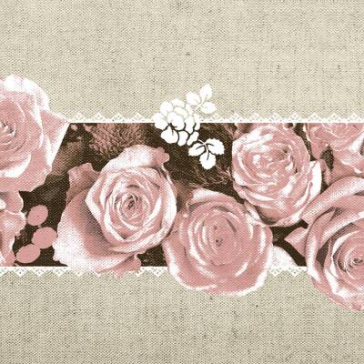 Mank Servietten 40 x 40 cm 1/4-Falz aus Linclass - Lovely Roses (rosa) | 6 x 50 Stk.