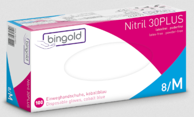BINGOLD Nitril 30PLUS Einmalhandschuhe | weiß | Gr. L | 100 Stück | puderfrei (10)