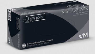 BINGOLD Nitril 35BLACK Einmalhandschuhe | schwarz | Gr. XL | 100 Stück puderfrei