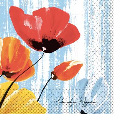 Mank Tissue-Servietten 33 x 33 cm 1/4 Falz - Ivonne (Himalaya Poppies blau) | 6 x 100 Stk.