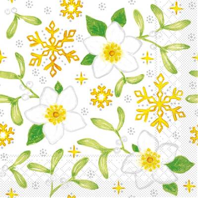 Mank Tissue-Servietten 33 x 33 cm 1/4 Falz - Mistletoe | 6 x 100 Stk.