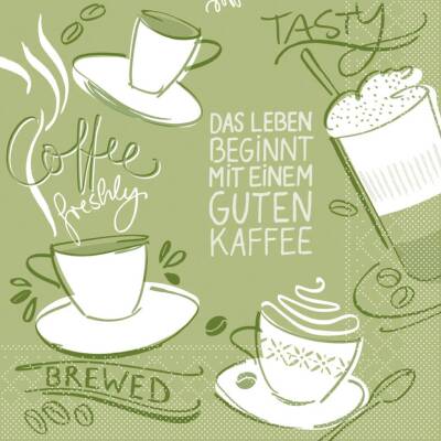 Mank Tissue-Servietten 33 x 33 cm 1/4 Falz - Tasty Coffee (oliv) | 6 x 100 Stk.