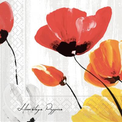 Mank Tissue-Servietten 40 x 40 cm 1/4 Falz - Ivonne (Himalaya Poppies grau) | 6 x 100 Stk.