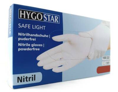 Nitrilhandschuhe Safe Light | weiß, Gr. XL (10), Puderfrei | Karton mit 10 x 100 Stück