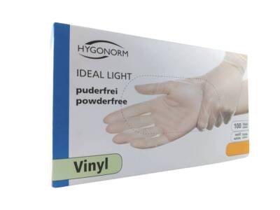 Vinylhandschuhe Ideal | transparent, Gr. M (8), Puderfrei | Spenderbox mit 100 Stück