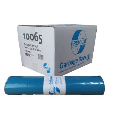 DEISS [10065] PREMIUM LDPE Abfallsäcke 120 Liter blau Typ 100, 15 Stück pro Rolle