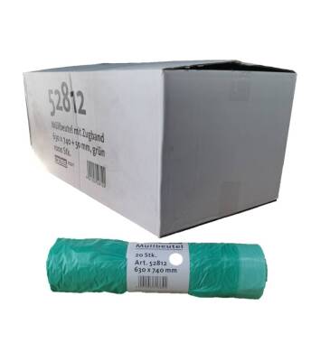 DEISS [52812] PREMIUM Infektionswäschesack, 85 Liter, Typ 120, 0,085 mm, grün-transparent, mit Zugband | 20 Stück pro Rolle