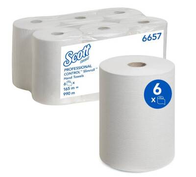 KC Scott® [6657] Slimroll gerollte Papierhandtücher | 6 x 165 m | weiß, | 1-lagig