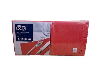 TORK® [477861] Lunch Serviette Soft  | 150 Stück | rot | 33 x 33 cm | 1/4 Falz | 3-lagig SONDERPREIS