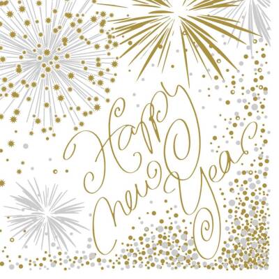 Mank Servietten 25 x 25 cm 1/4-Falz aus Linclass-Light - Happy New Year | 12 x 50 Stk.